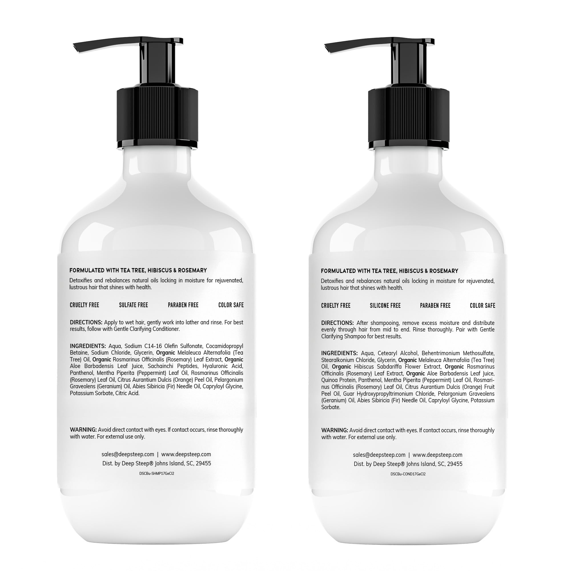 Deep Steep Gentle Clarifying Shampoo & Conditioner – Tea Tree, Peppermint, Aloe | Sulfate-Free & Vegan