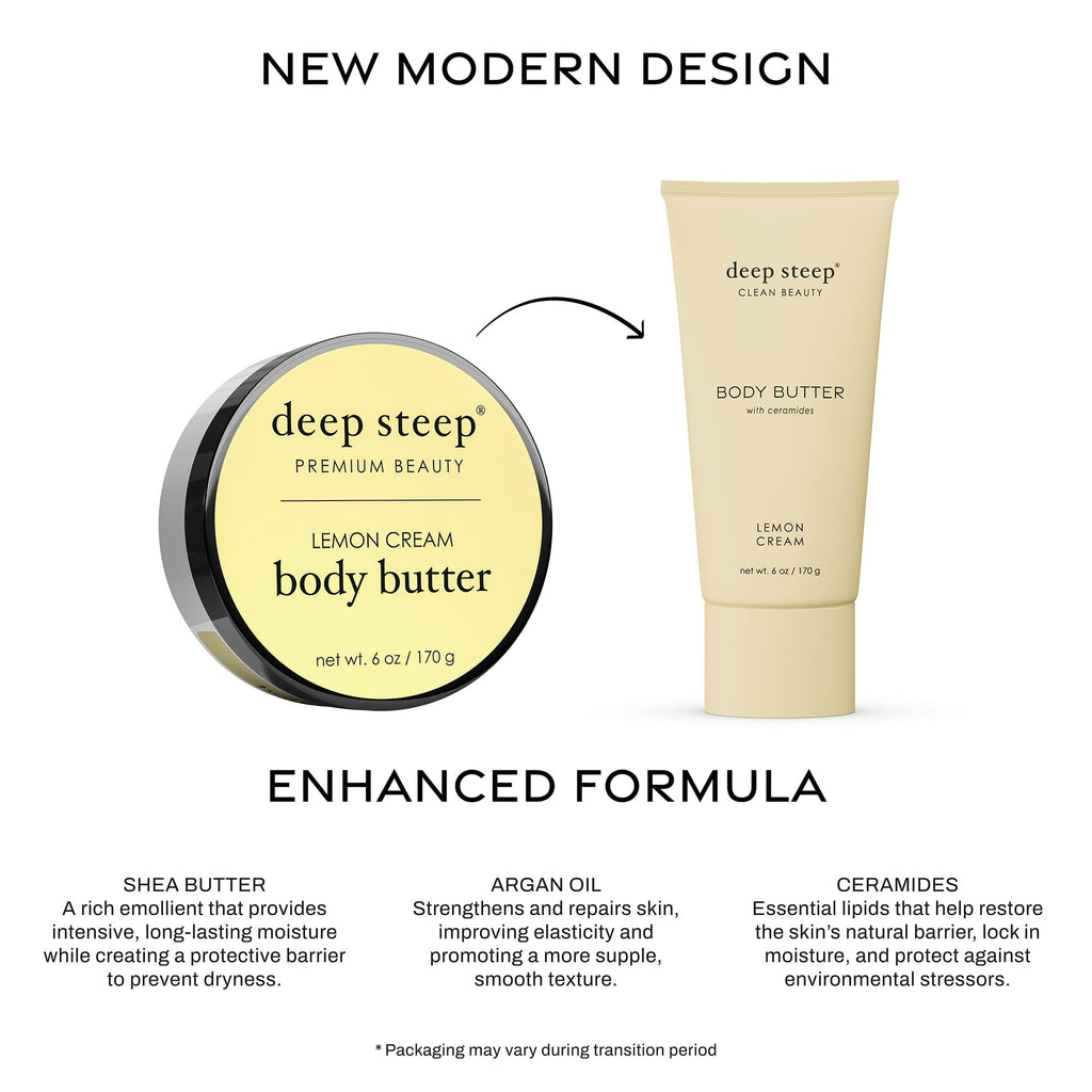Deep Steep Body Butter with Ceramides – Intense Moisture, 6 oz, Lemon Cream