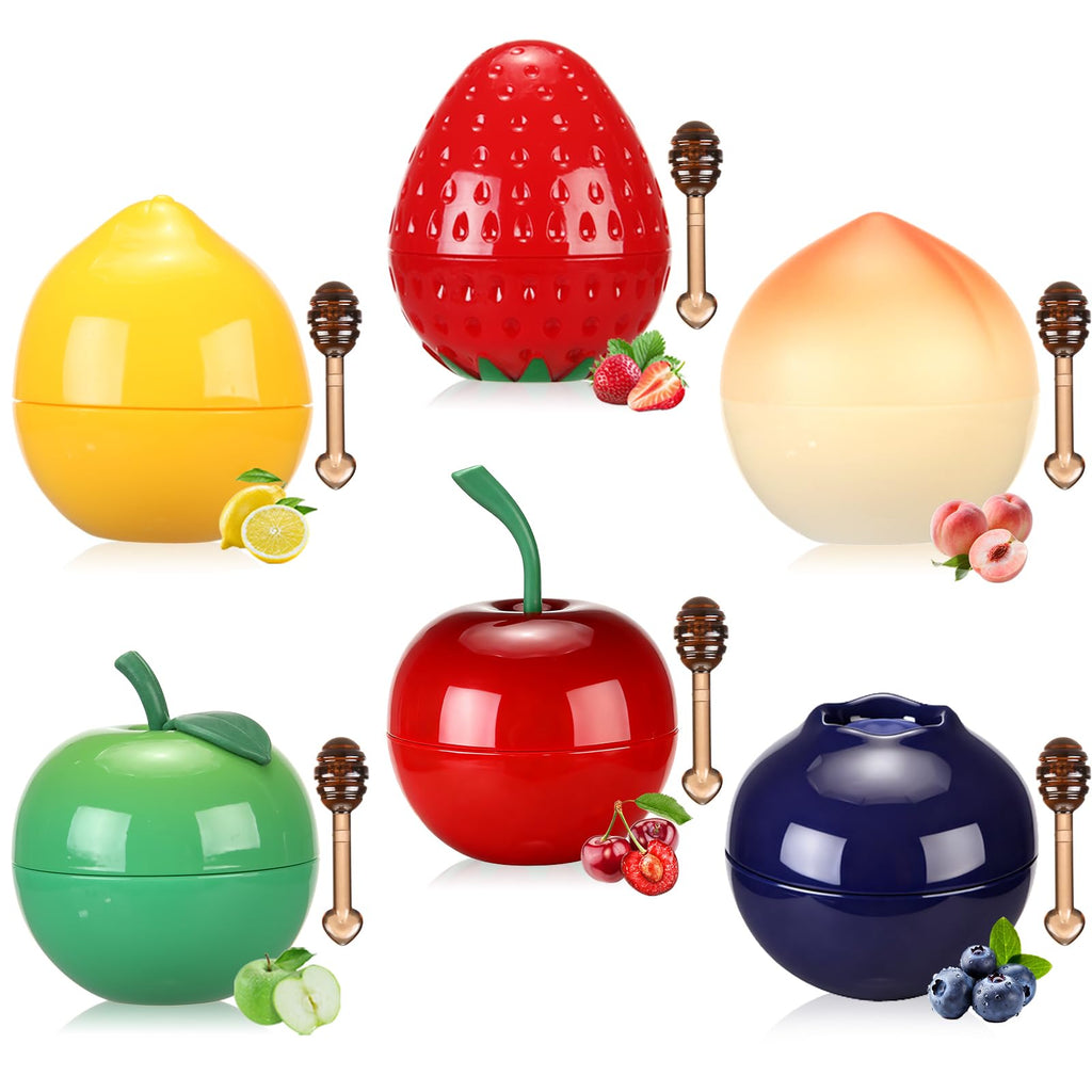 Deepmind 6-Piece Mini Bee Lip Mask Set – Overnight Lip Treatment with Strawberry, Lemon, Peach & Cherry