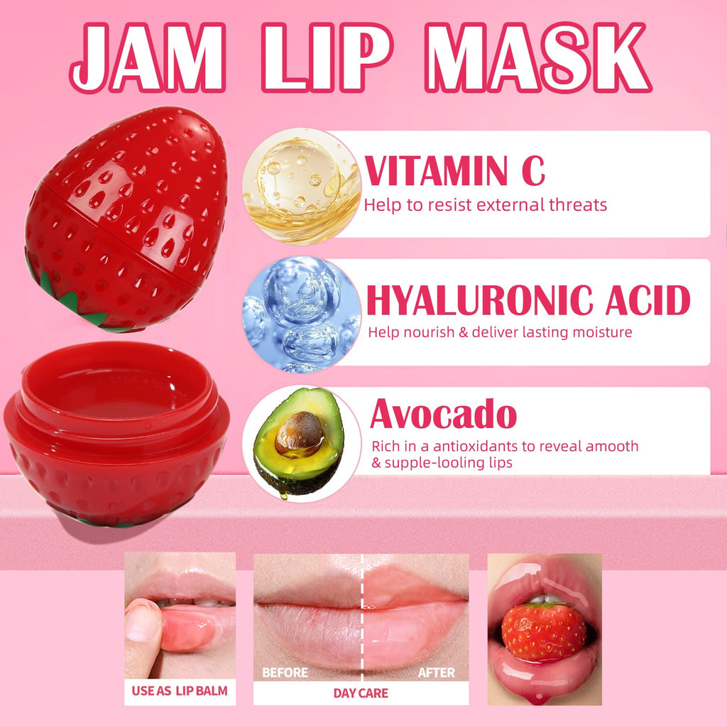 Deepmind 6-Piece Mini Bee Lip Mask Set – Overnight Lip Treatment with Strawberry, Lemon, Peach & Cherry