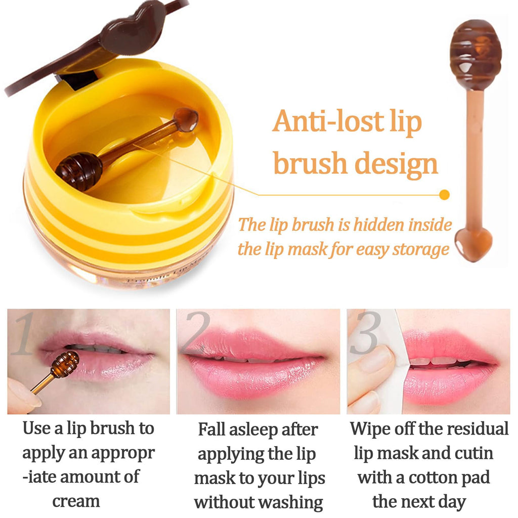 Deepmind 6-Piece Bee Lip Balm Lip Mask Honey Pot – Overnight Hydration, Propolis Care, Valentine’s & Galentine’s Gifts