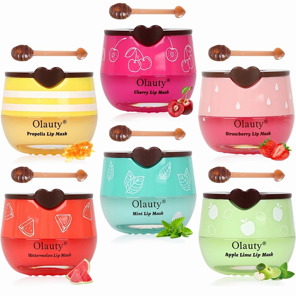 Deepmind 6-Piece Bee Lip Balm Lip Mask Honey Pot – Overnight Hydration, Propolis Care, Valentine’s & Galentine’s Gifts