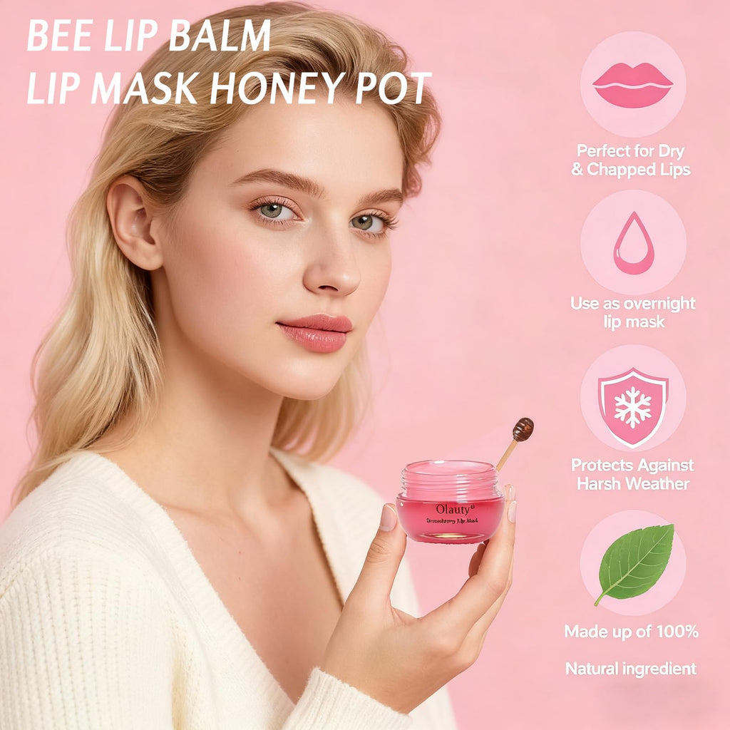 Deepmind 9 PCS Bee Lip Balm Lip Mask Honey Pot – Nourishing Overnight Lip Treatment