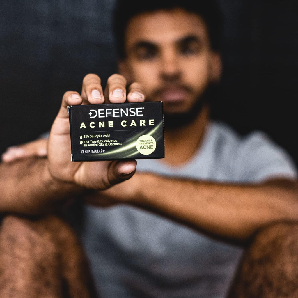 Defense Acne Care Bar Soap 4.2oz (Pack of 5) – 2% Salicylic Acid, Tea Tree & Eucalyptus Oils, Oatmeal
