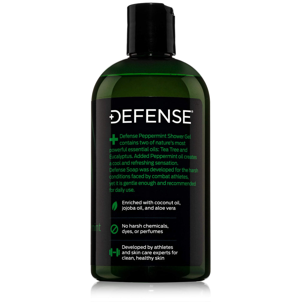 Defense Soap Peppermint Tea Tree Body Wash | All-Natural Athlete Shower Soap | Odor Control & Skin Support | 12 oz Pack of 2
