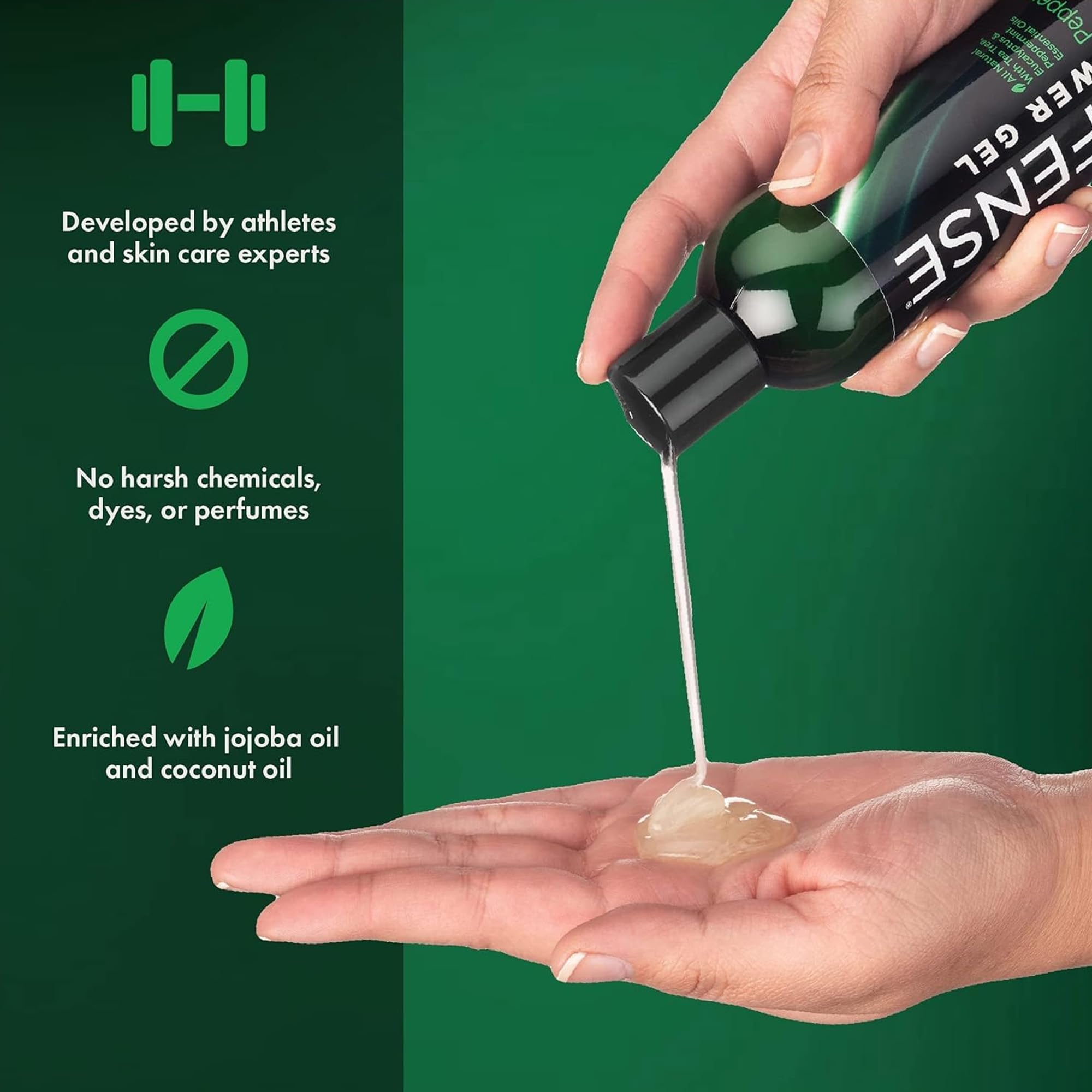 Defense Soap Peppermint Tea Tree Body Wash – All-Natural Odor Control for Athletes (Pack of 2, 8 oz)