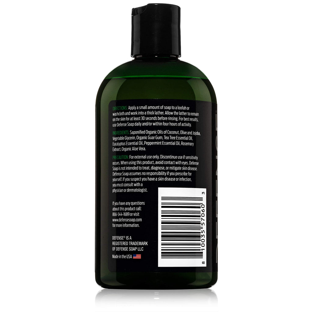 Defense Soap Peppermint Tea Tree Body Wash | All-Natural Athlete Shower Soap | Odor Control & Skin Support | 12 oz Pack of 2