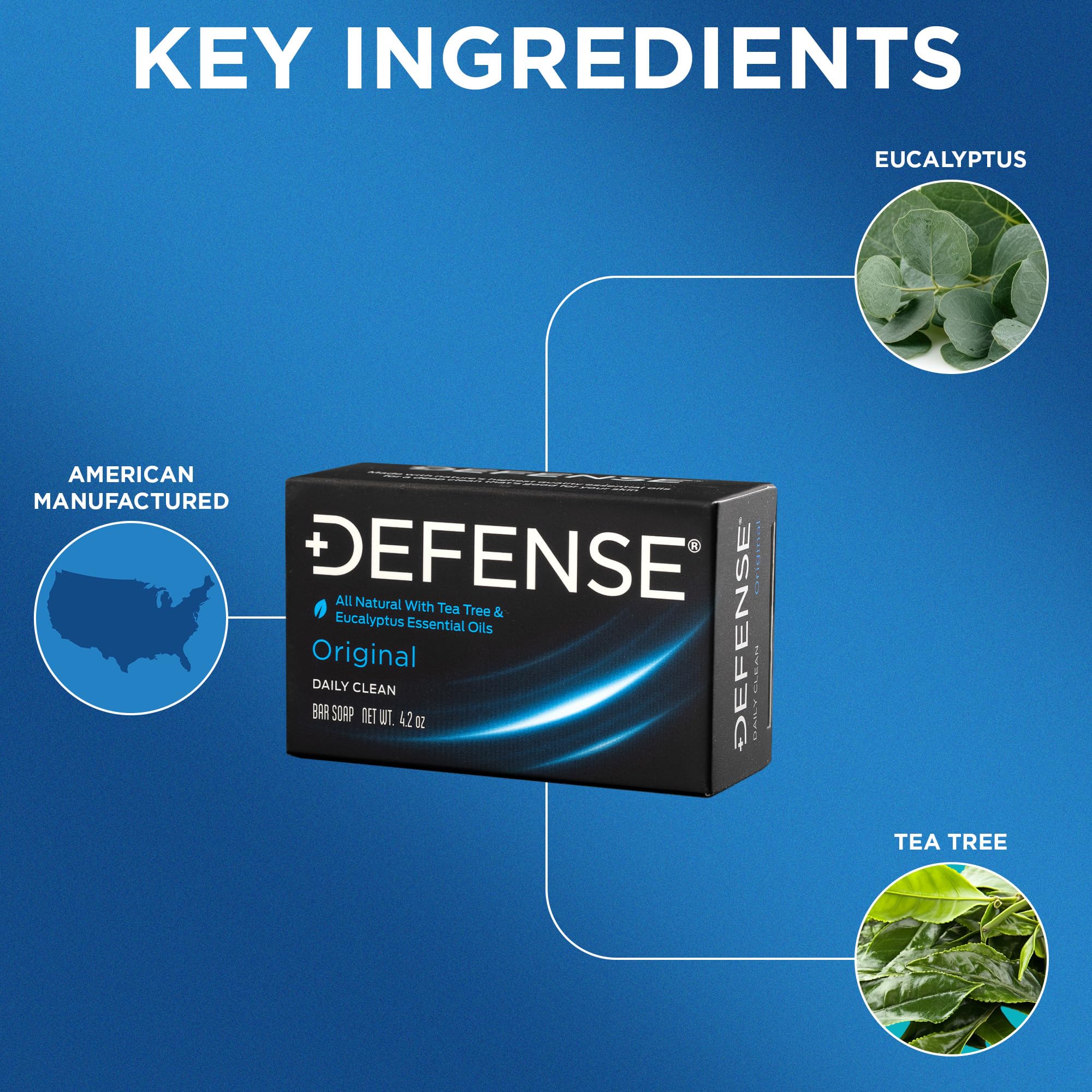 Defense Soap 5pk Tea Tree Bar Soap for Men | All-Natural Tea Tree & Eucalyptus Oils