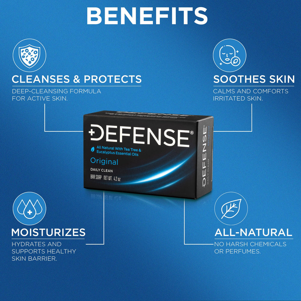 Defense Soap 5pk Tea Tree Bar Soap for Men | All-Natural Tea Tree & Eucalyptus Oils