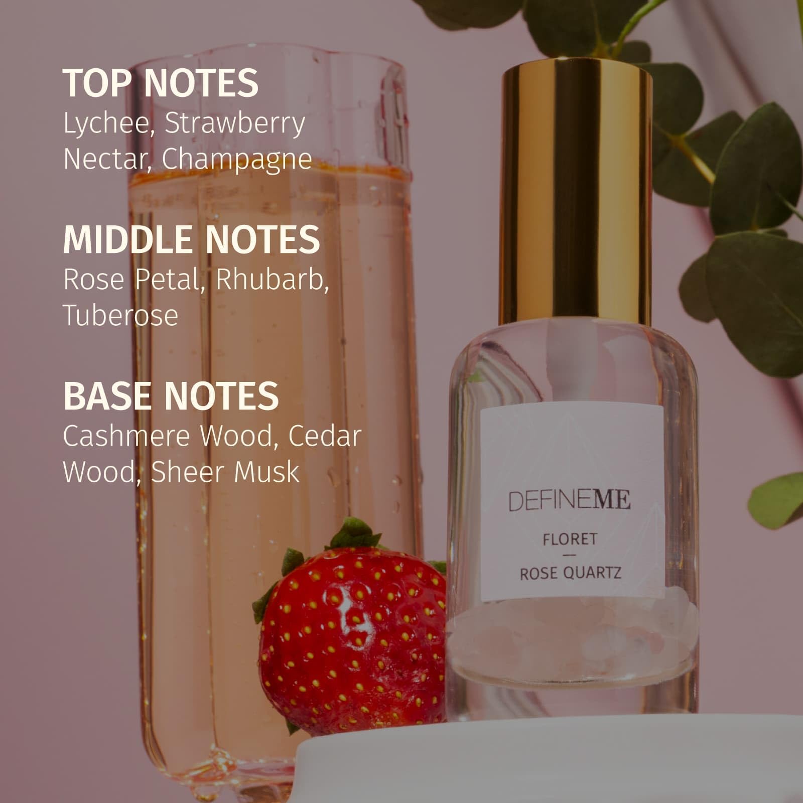DefineMe Floret Rose Quartz Crystal Infused Natural Perfume Mist – 0.95 fl oz, Award Winner 2024 Universal Beauty Awards