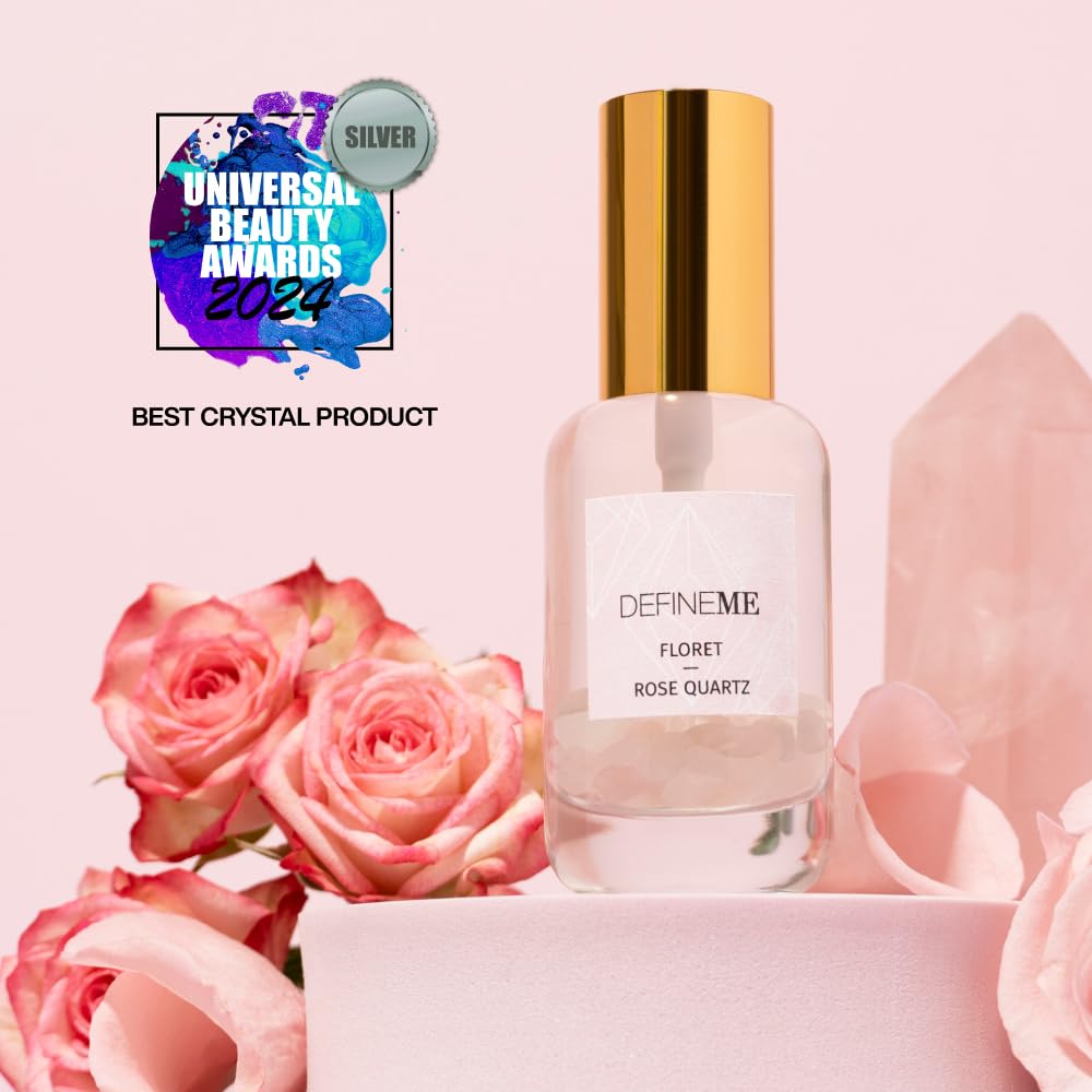 DefineMe Floret Rose Quartz Crystal Infused Natural Perfume Mist – 0.95 fl oz, Award Winner 2024 Universal Beauty Awards