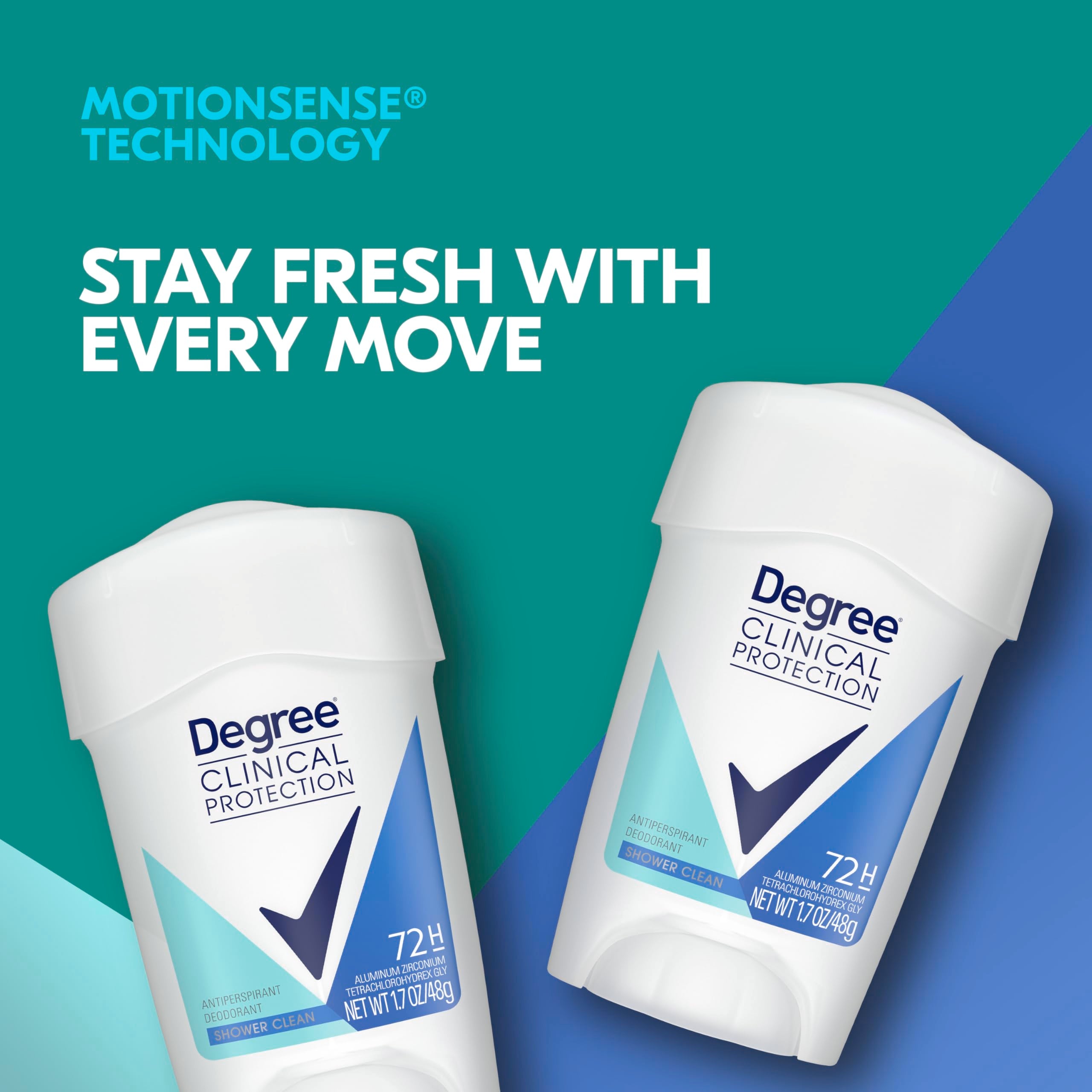 Degree Clinical Protection Shower Clean Antiperspirant Deodorant for Women – 3-Pack, 1.7 oz