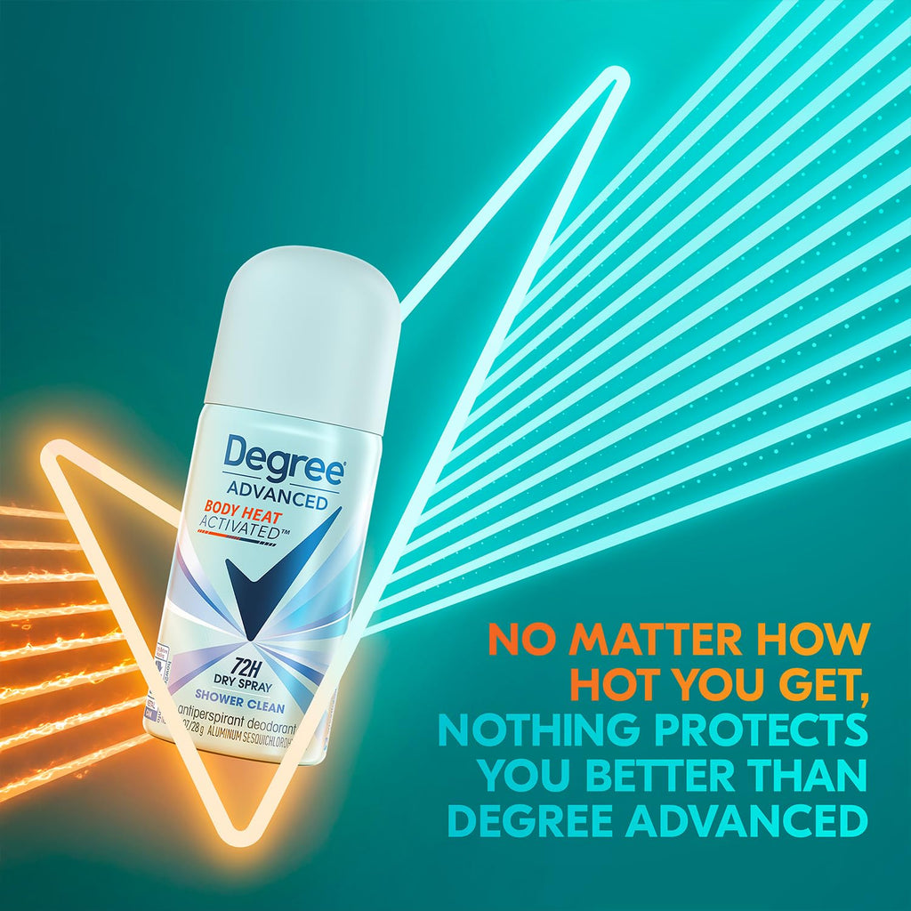 Degree Advanced Antiperspirant Spray – Shower Clean, 2-Pack, 72H Protection, 1 oz Each