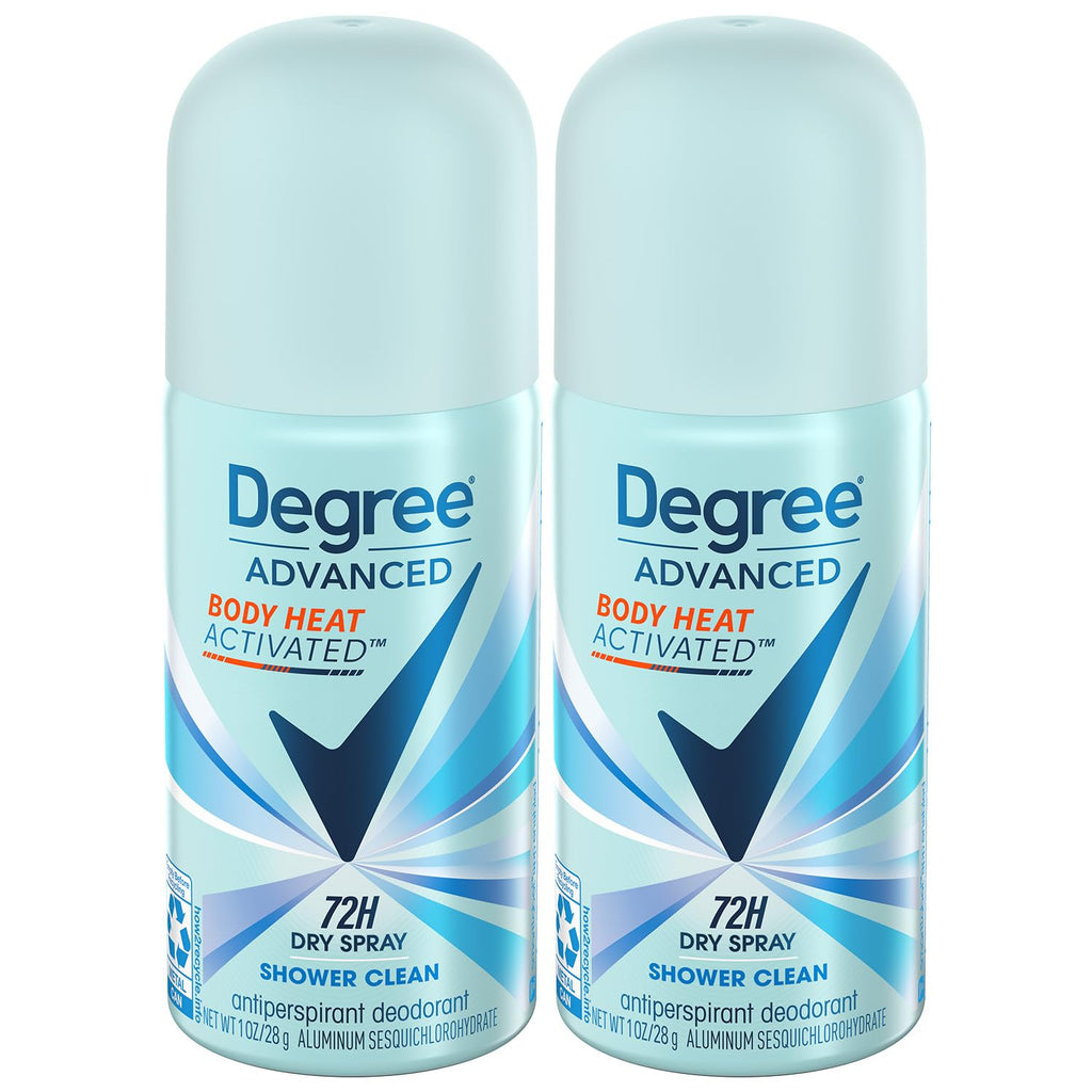 Degree Advanced Antiperspirant Spray – Shower Clean, 2-Pack, 72H Protection, 1 oz Each