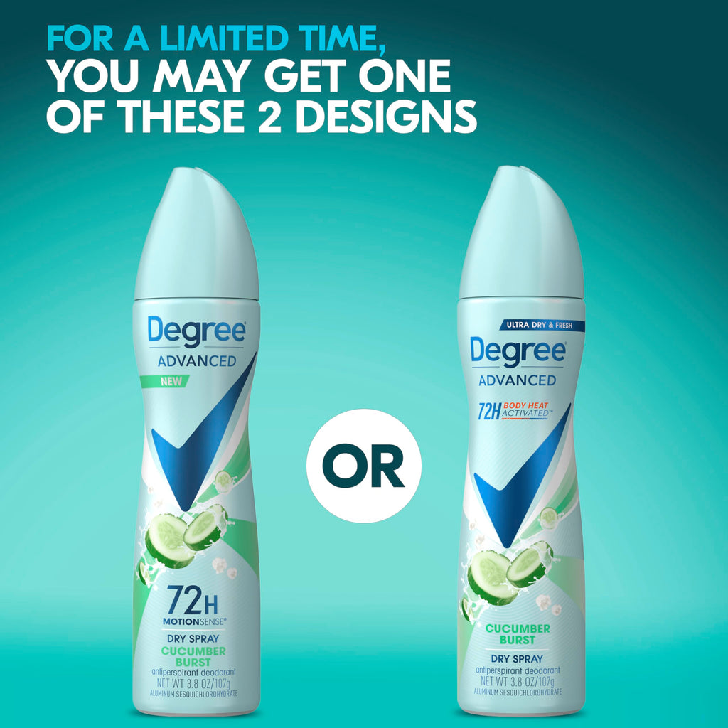 Degree Cucumber Burst Antiperspirant Dry Spray for Women, 3 Count (3.8 oz each) – 72-Hour Sweat & Odor Protection