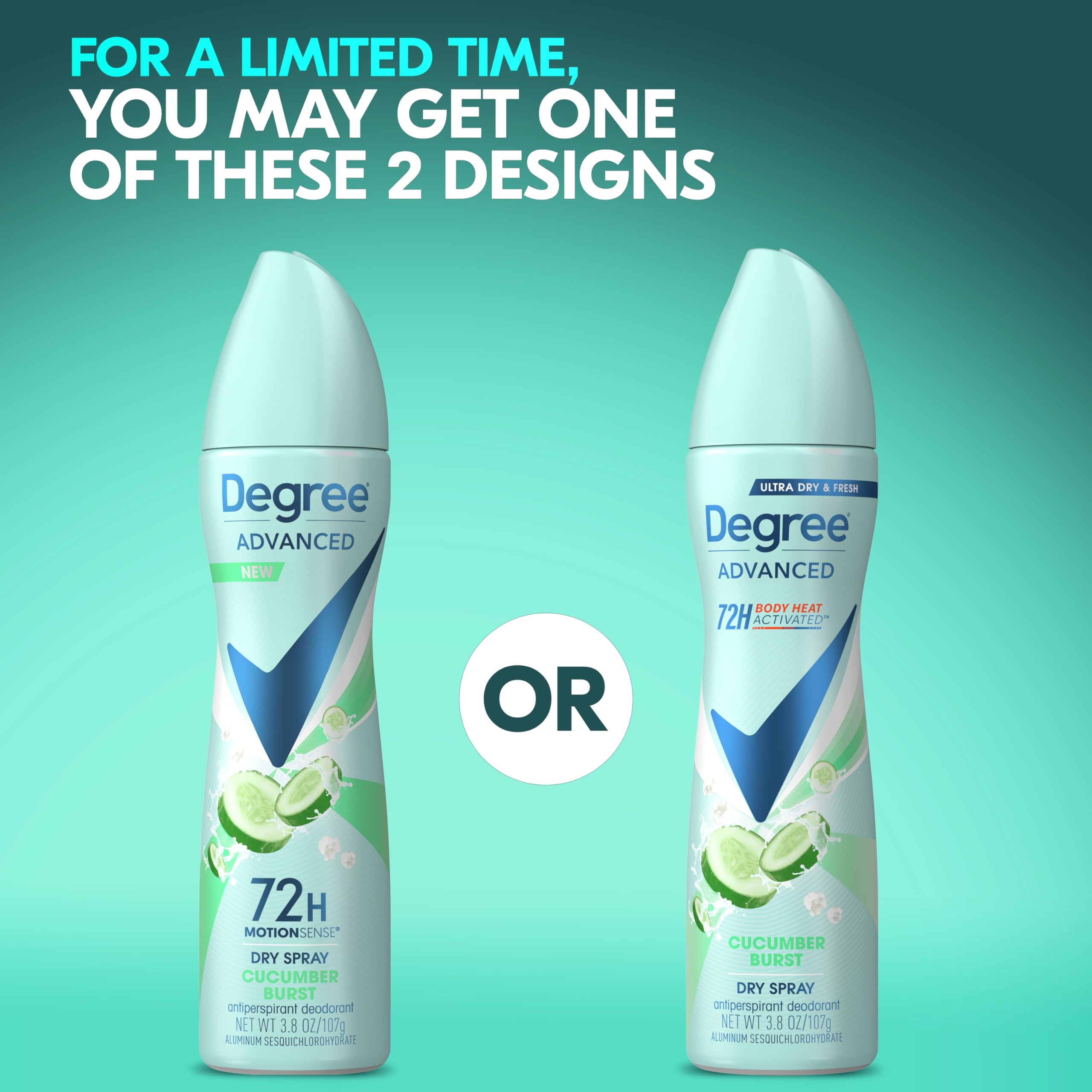 Degree Cucumber Burst Antiperspirant Dry Spray for Women, 3 Count (3.8 oz each) – 72-Hour Sweat & Odor Protection