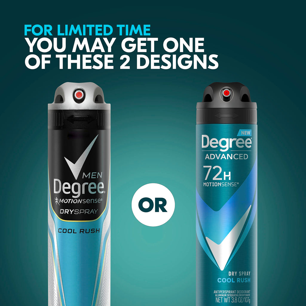 Degree Men Cool Rush Antiperspirant Deodorant Dry Spray with MotionSense Technology — 3-Count, 3.8 oz