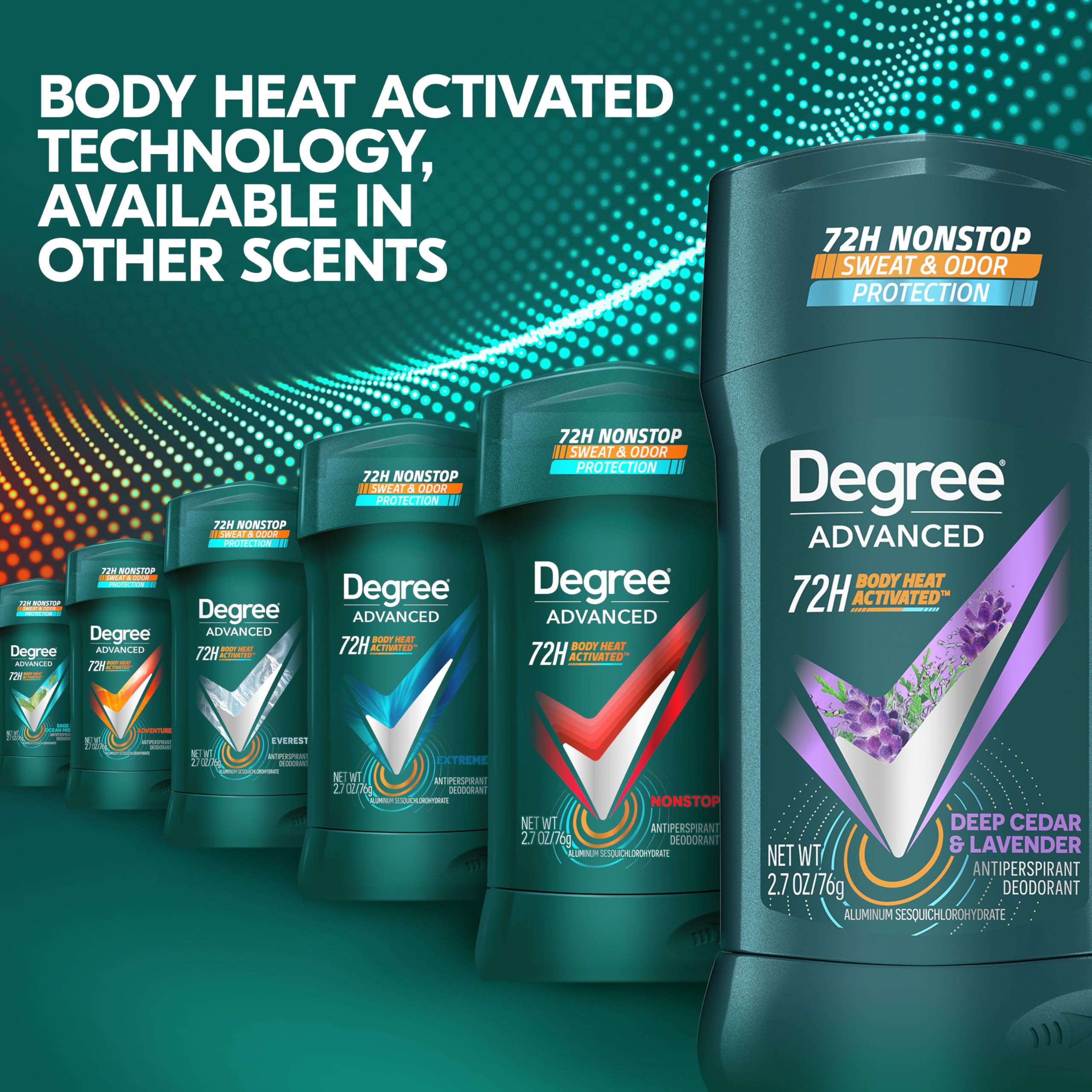 Degree Men Deep Cedar & Lavender Antiperspirant Stick – 72-Hour Sweat and Odor Protection (4 Count)