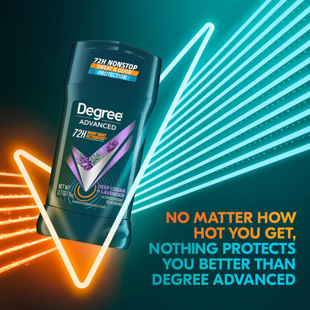 Degree Men Deep Cedar & Lavender Antiperspirant Stick – 72-Hour Sweat and Odor Protection (4 Count)