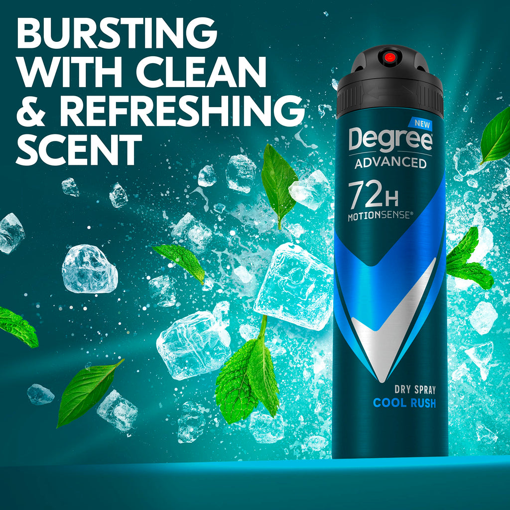 Degree Men Cool Rush Antiperspirant Deodorant Dry Spray with MotionSense Technology — 3-Count, 3.8 oz