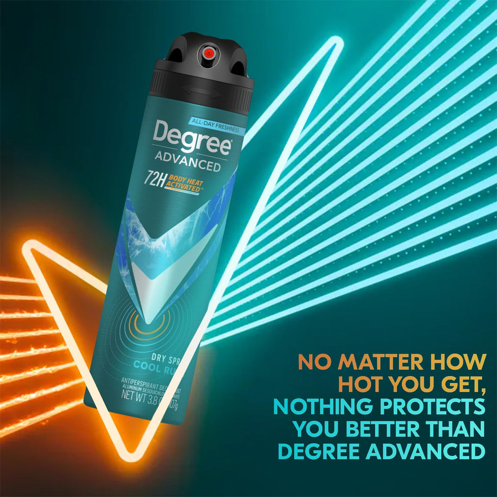 Degree Men's Antiperspirant Deodorant Spray, Cool Rush, 4-Pack – 72H Sweat & Odor Protection