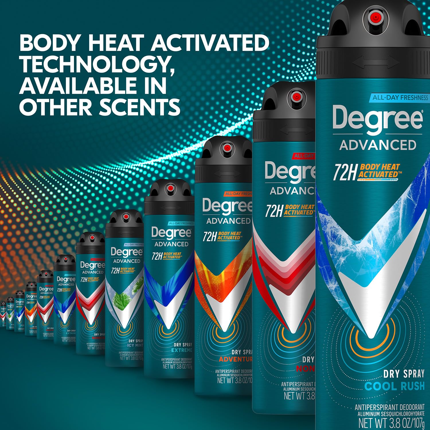 Degree Men's Antiperspirant Deodorant Spray, Cool Rush, 4-Pack – 72H Sweat & Odor Protection