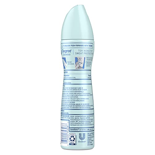 Degree Advanced Shower Clean Antiperspirant Dry Spray with MotionSense – 72-Hour Sweat & Odor Protection (Pack of 4)