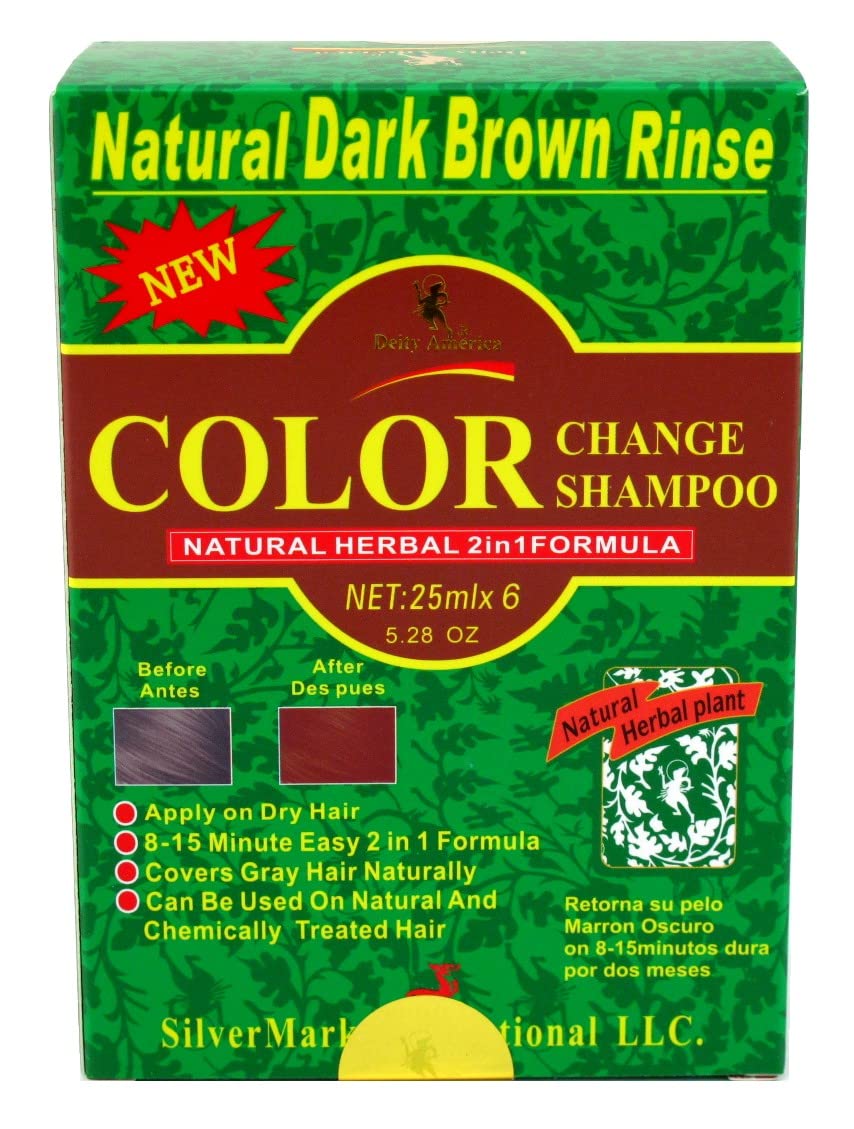 Deity America Natural Herbal 2in1 Color Change Shampoo Dark Brown Rinse — 6 ea