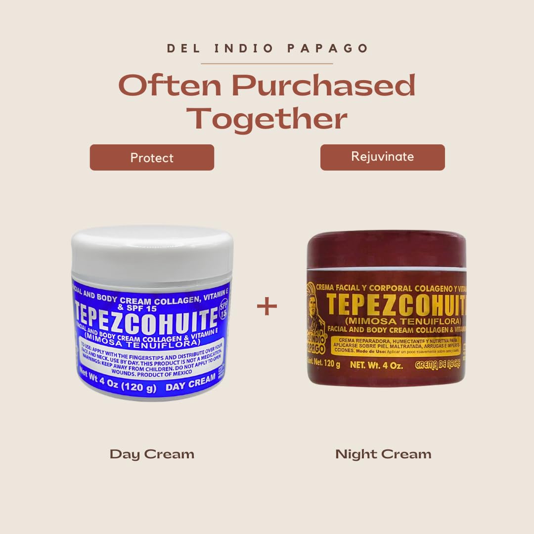 Del Indio Papago Tepezcohuite Night Cream – 4 oz Jumbo Size, Mexico