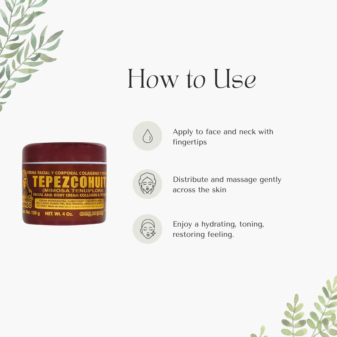 Del Indio Papago Tepezcohuite Night Cream – 4 oz Jumbo Size, Mexico