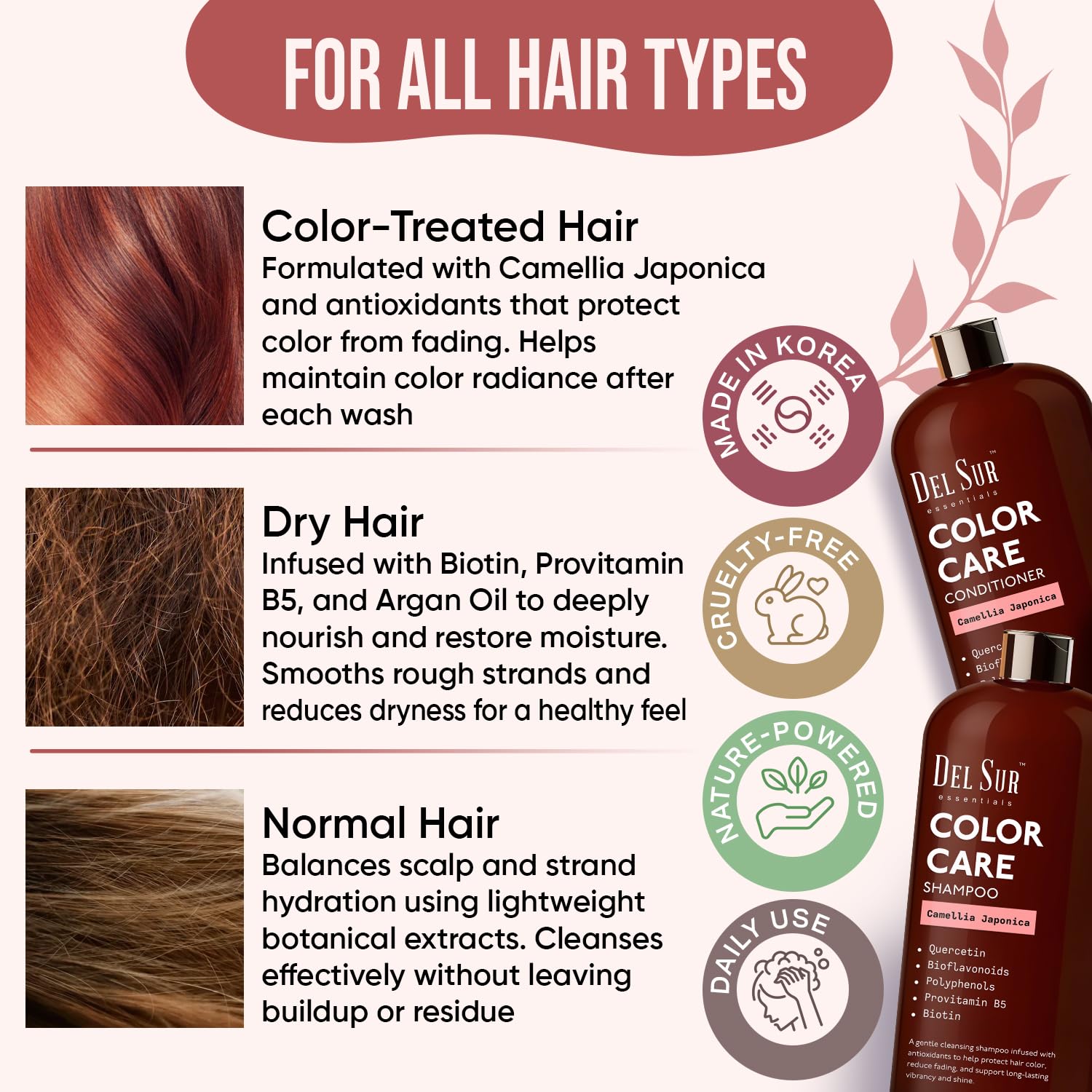 DEL SUR Color Safe Shampoo & Conditioner Set – Color Protect & Hydration (16 oz each)