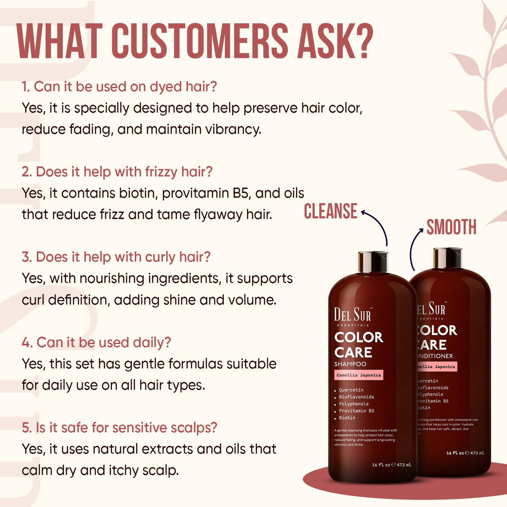 DEL SUR Color Safe Shampoo & Conditioner Set – Color Protect & Hydration (16 oz each)