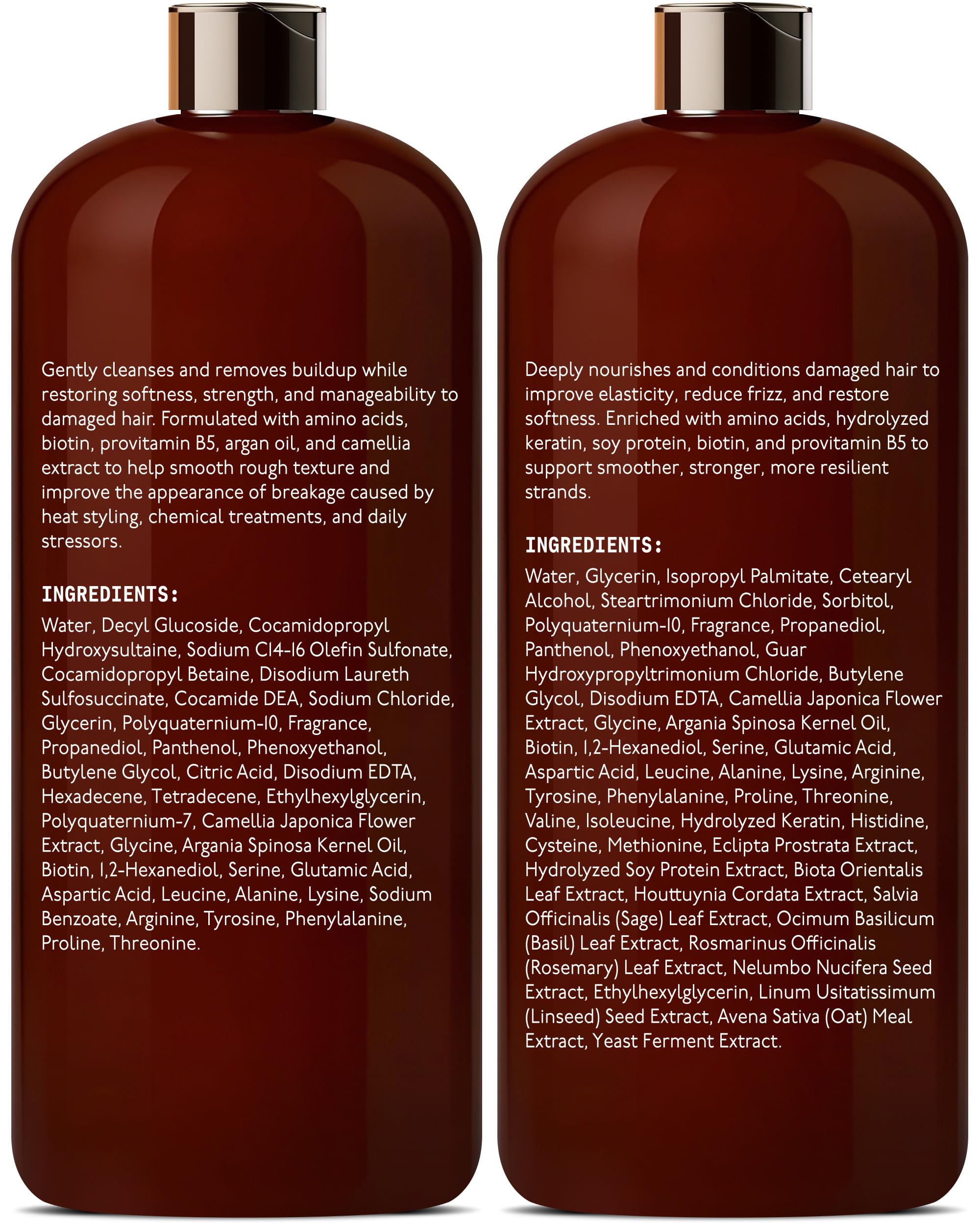 DEL SUR Hair Repair Shampoo & Conditioner Set | 16 fl oz Each | Camellia Japonica, Amino Acids, Biotin & Argan Oil