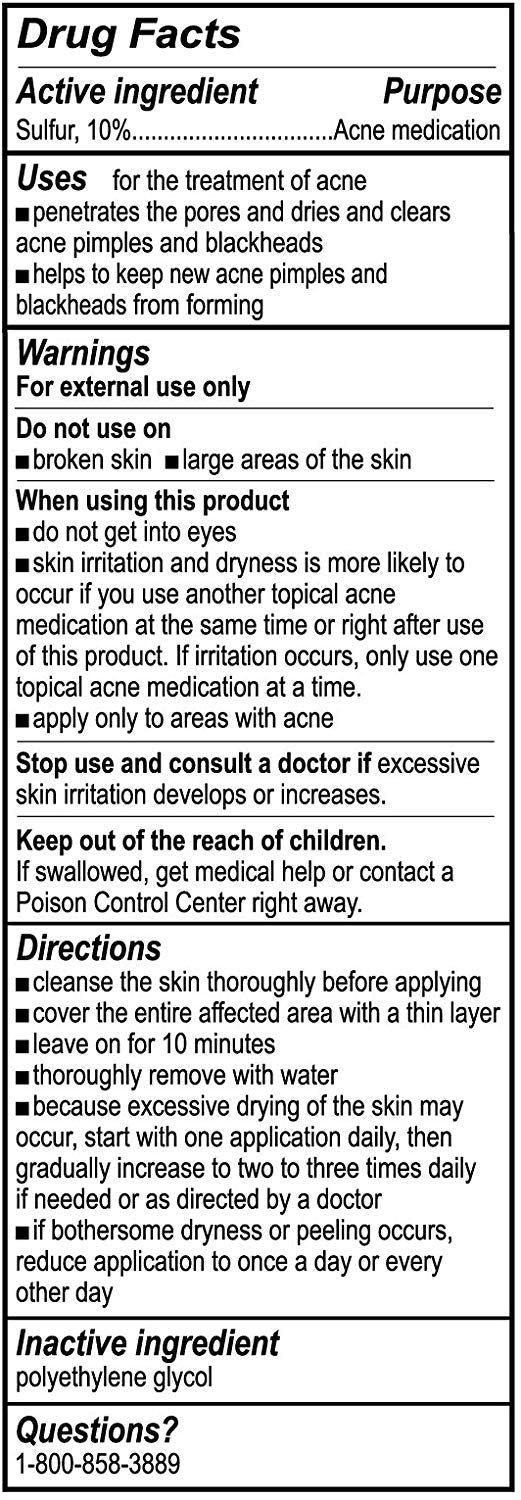 De La Cruz 10% Sulfur Ointment – Acne Spot Treatment for Face & Body, 2 x 2.6 oz