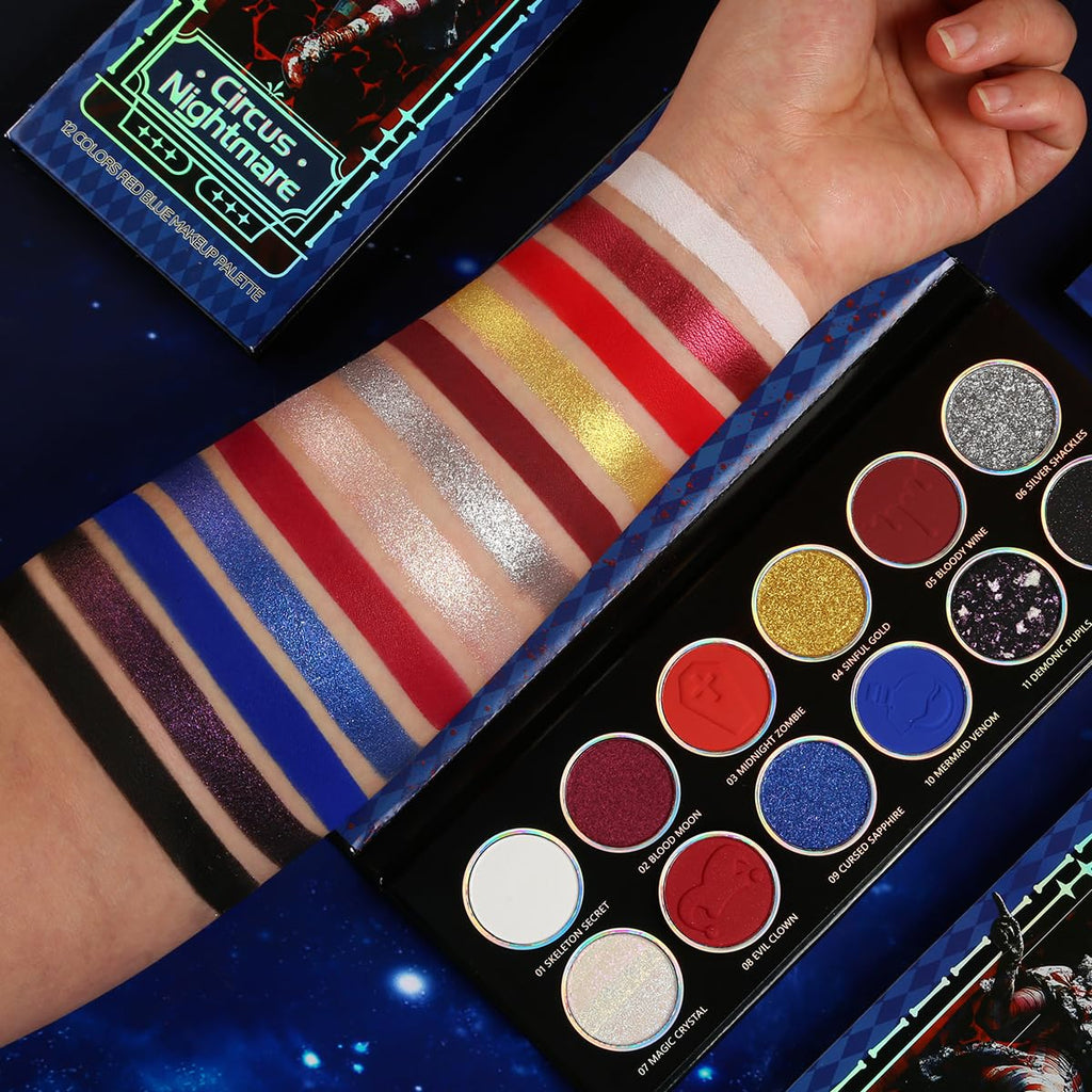 DE'LANCI Red Blue Multichrome Eyeshadow Palette | High Pigment, Vegan Metallic Shimmers