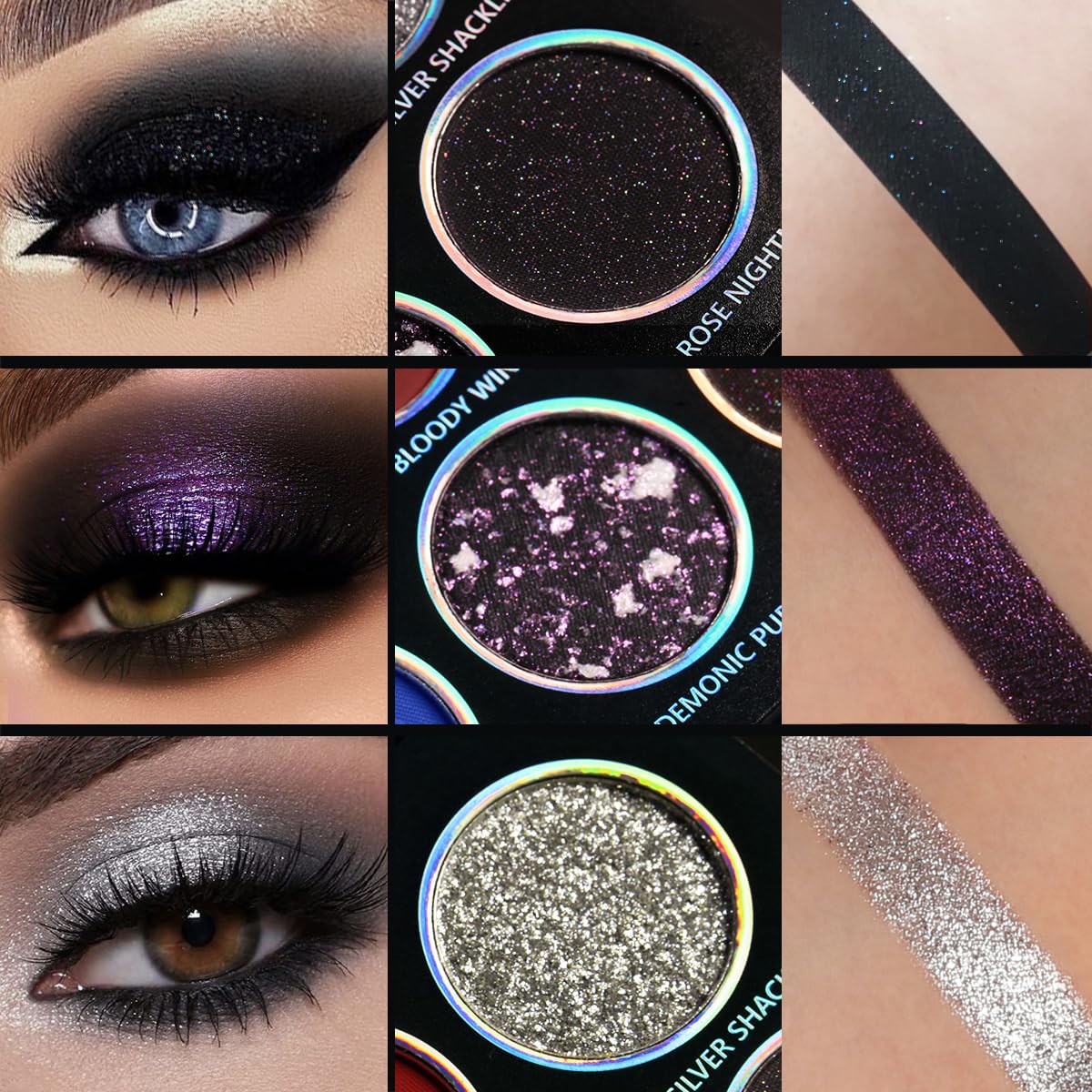 DE'LANCI Red Blue Multichrome Eyeshadow Palette | High Pigment, Vegan Metallic Shimmers