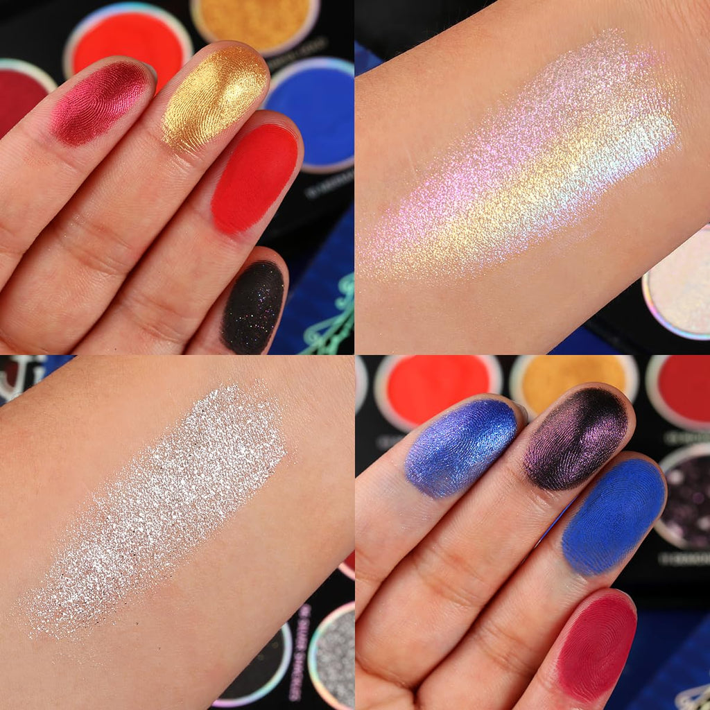 DE'LANCI Red Blue Multichrome Eyeshadow Palette | High Pigment, Vegan Metallic Shimmers
