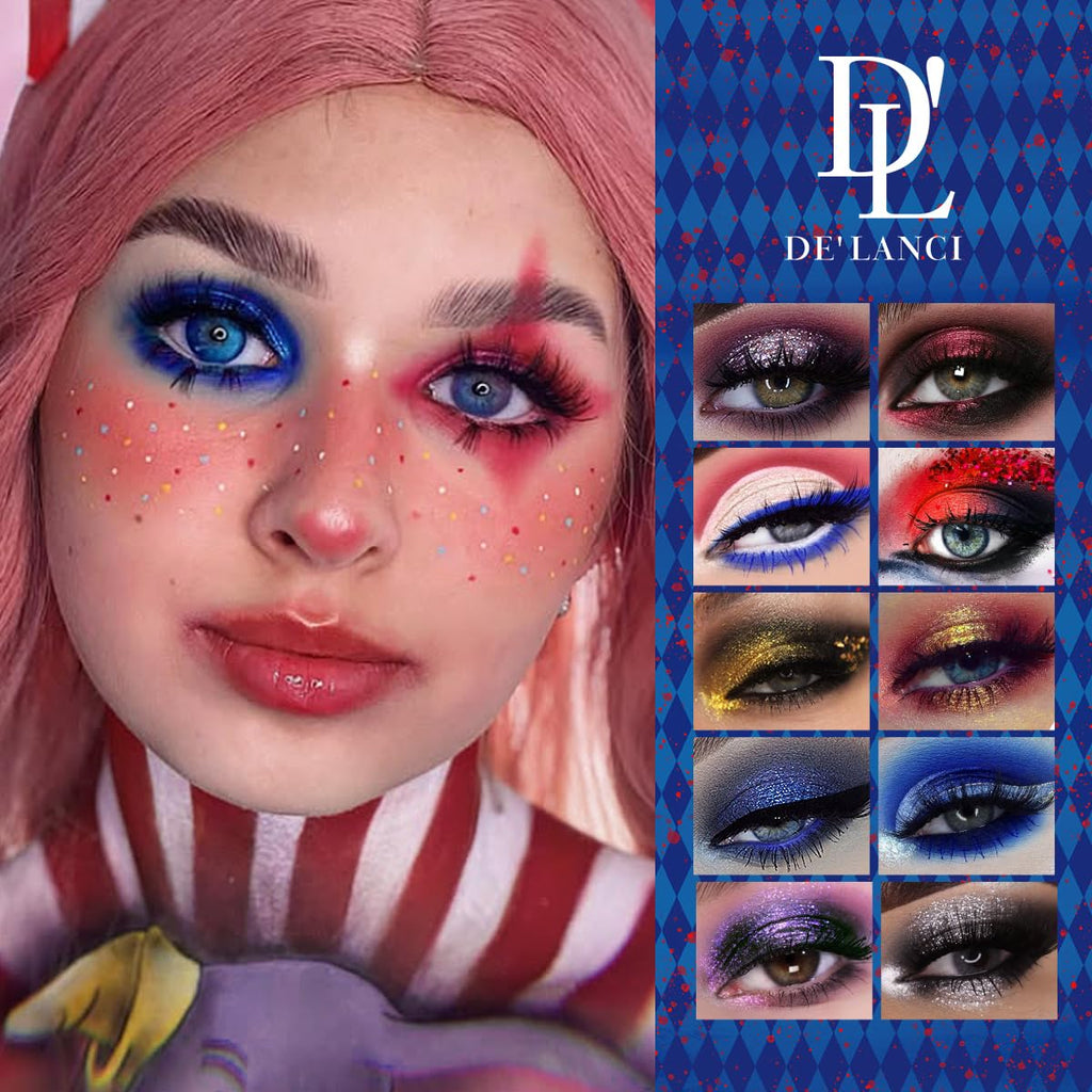 DE'LANCI Red Blue Multichrome Eyeshadow Palette | High Pigment, Vegan Metallic Shimmers