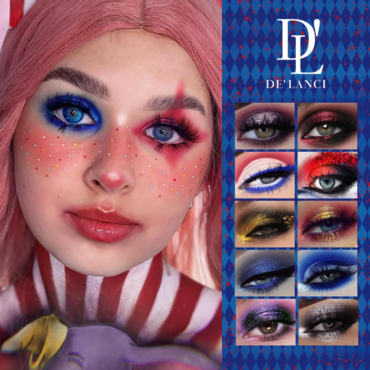 DE'LANCI Red Blue Multichrome Eyeshadow Palette | High Pigment, Vegan Metallic Shimmers