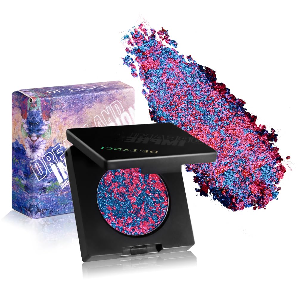 DE'LANCI Purple Blue Duochrome Eyeshadow – Multichrome Shimmer, Long-Lasting