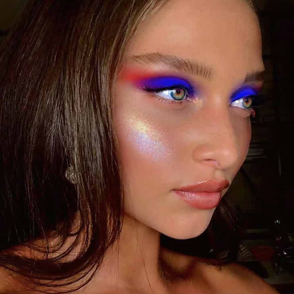 DE'LANCI Red Blue Multichrome Eyeshadow Palette | High Pigment, Vegan Metallic Shimmers