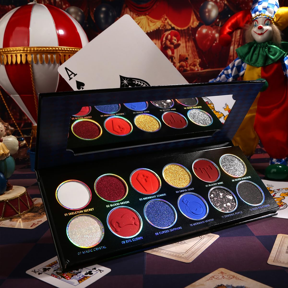 DE'LANCI Red Blue Multichrome Eyeshadow Palette | High Pigment, Vegan Metallic Shimmers