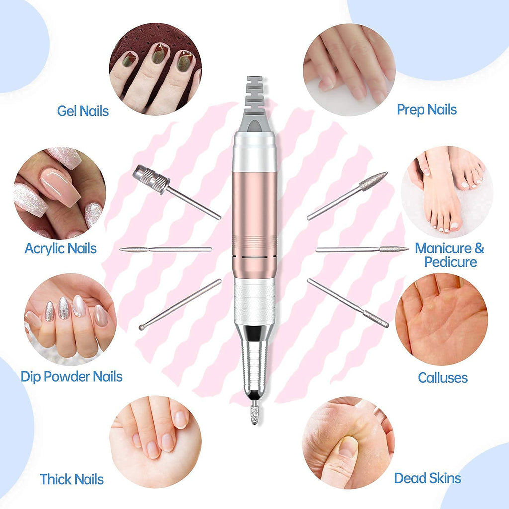 Delanie Electric Nail Drill – 35000 RPM Portable E-File for Nail Tech, Rose Gold
