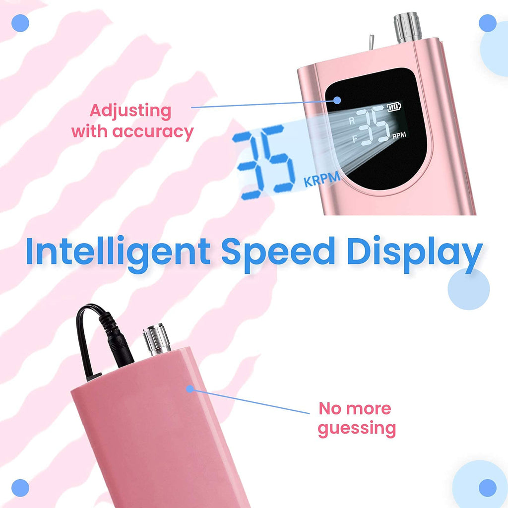 Delanie Electric Nail Drill – 35000 RPM Portable E-File for Nail Tech, Rose Gold