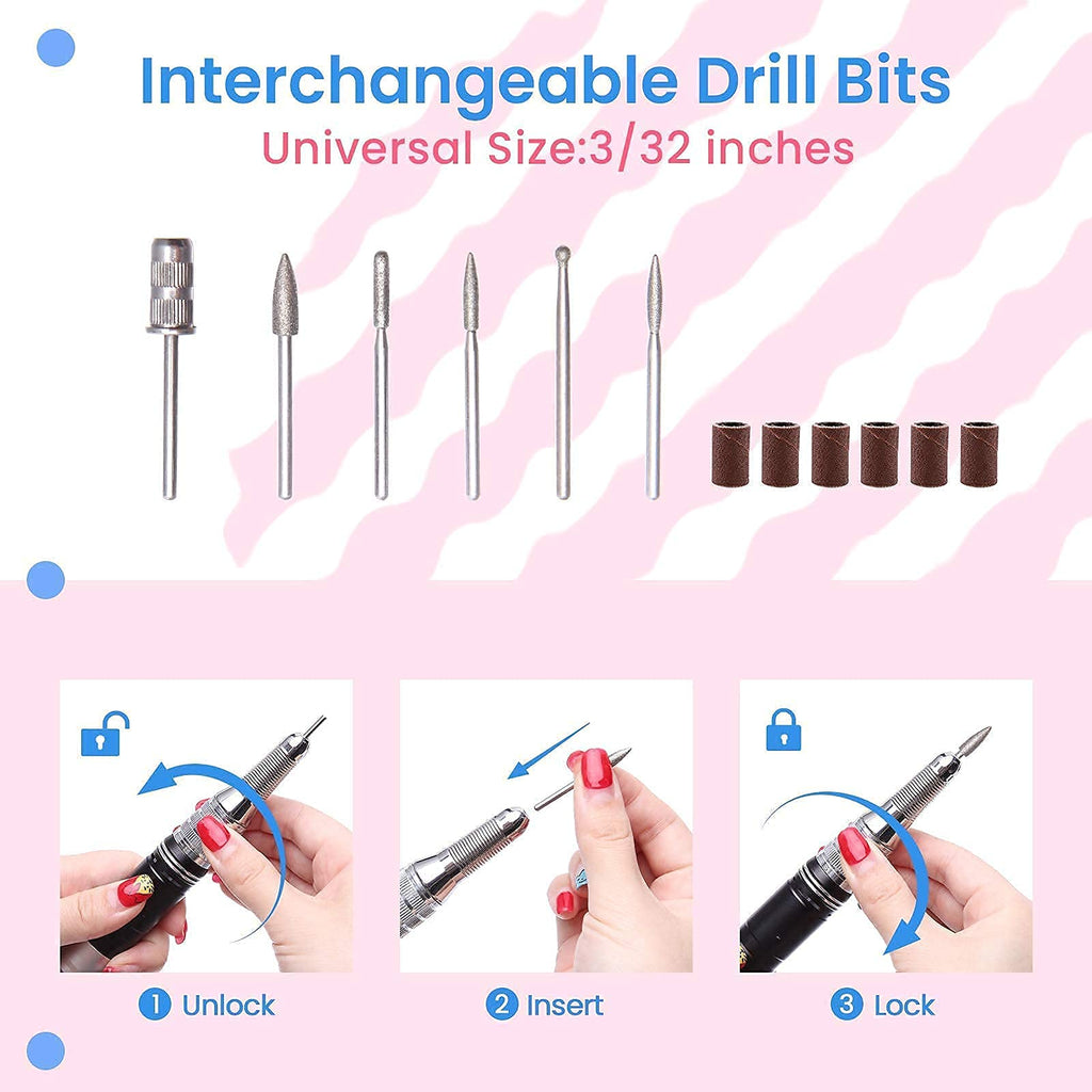 Delanie Electric Nail Drill – 35000 RPM Portable E-File for Nail Tech, Rose Gold