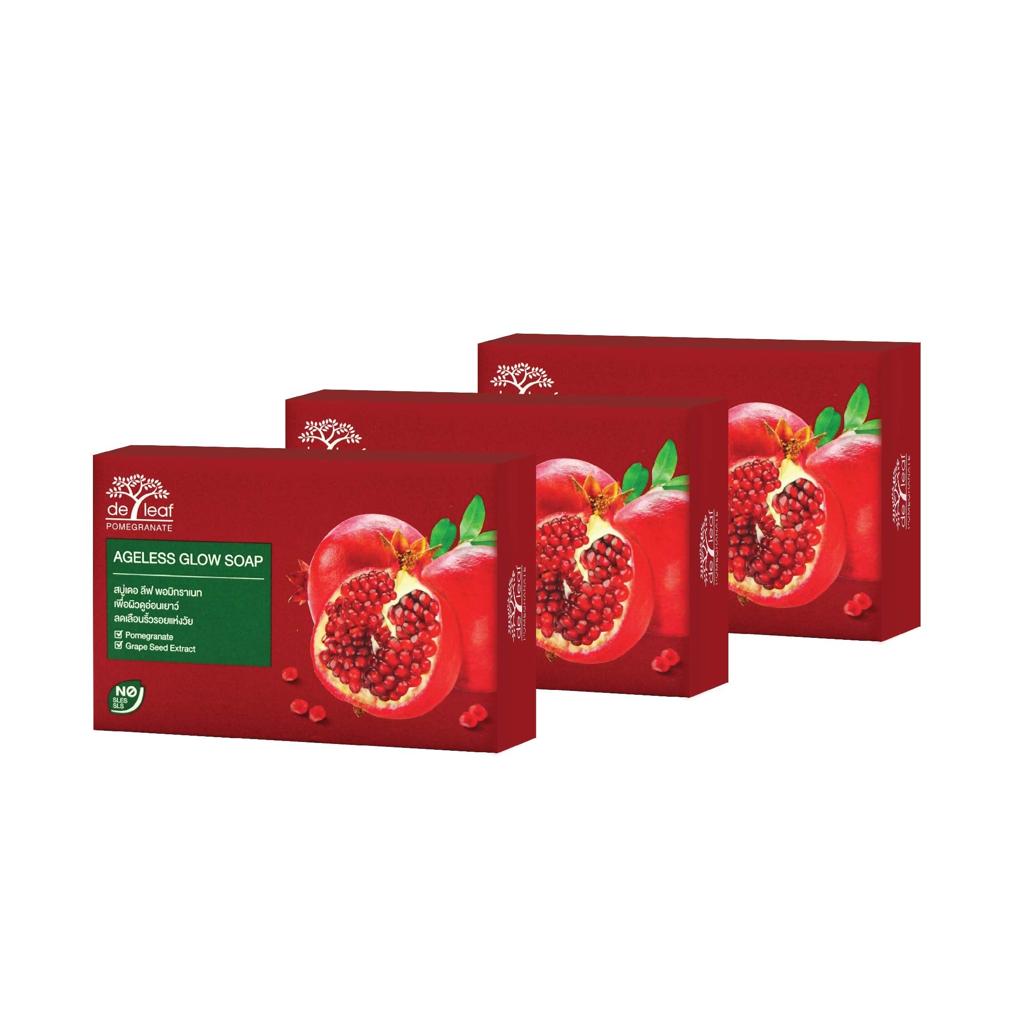 DE LEAF THANAKA Pomegranate Bar Soap – Ageless Glow, Deep Cleansing & Hydration (3 x 100 g)