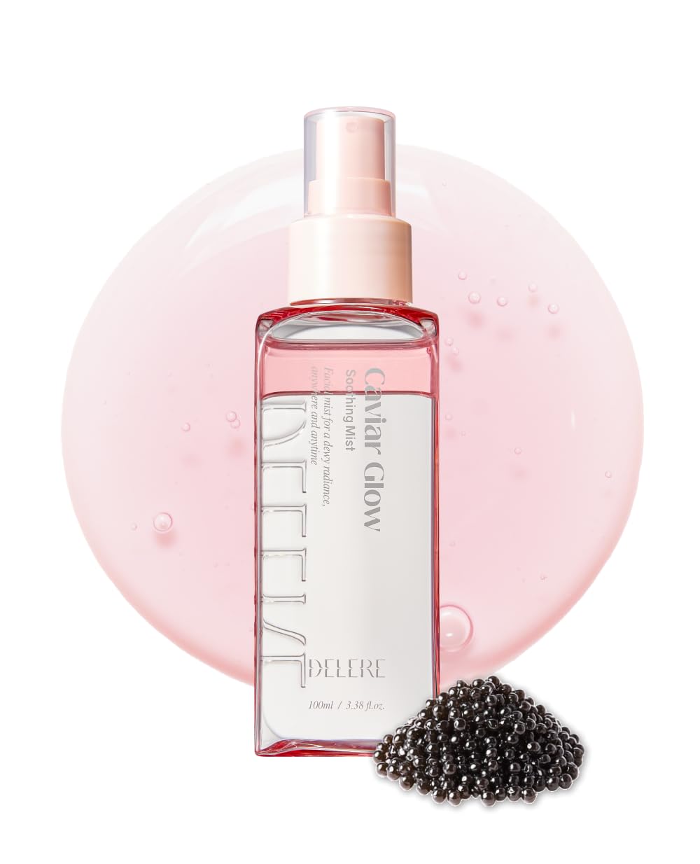 Delere Caviar Glow Soothing Mist – Hydrating Facial Mist with Caviar Extract, 3.4oz