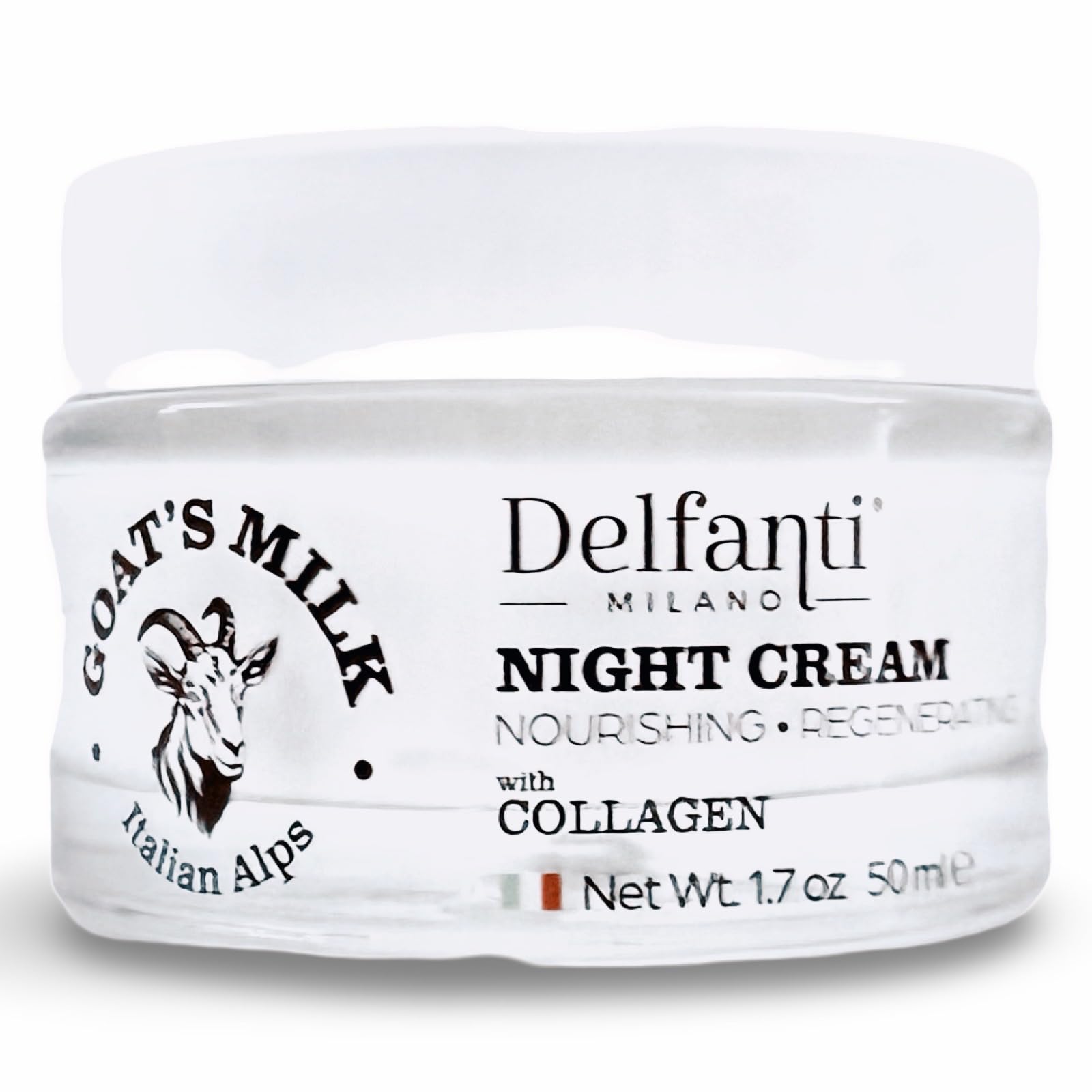 Delfanti-Milano GOAT'S MILK with COLLAGEN Nourishing & Regenerating Night Cream – Face & Neck Moisturizer | Made in Italy