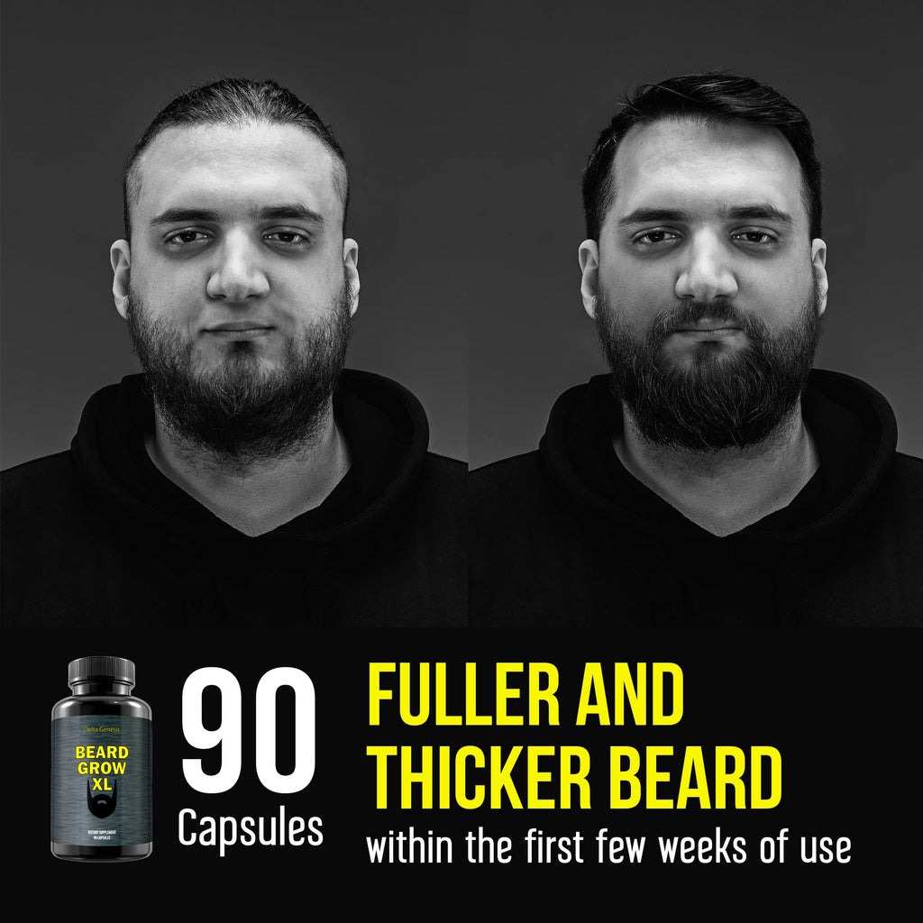 Delta Genesis Beard Grow XL | Vegan Beard Growth Supplement for Fuller, Thicker Beards