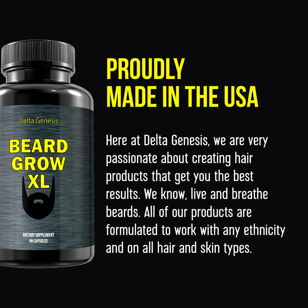 Delta Genesis Beard Grow XL | Vegan Beard Growth Supplement for Fuller, Thicker Beards